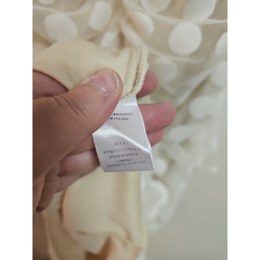 Forever 21 Beige Dress With White Polka Dot Overlay Size S - Picture 7 of 7
